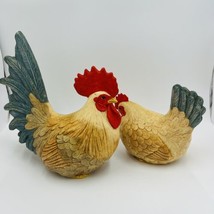 Riverview Figurines Rooster and Hen Chicken Ceramic Pottery Mold Sculptures Set - £75.64 GBP