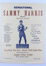 1922, Sammy Harris, Early Black Boxing Promotional Poster, Original 12.5 x 9.25 - £73.37 GBP
