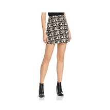 Aqua Womens L Black Gold Houndstooth Printed A Line Mini Skirt NWT CN69 - $522.17 MXN