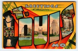 Greetings From St. Louis Missouri Large Big Letter Postcard 1944 Metropolitan - £7.67 GBP