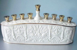 Lenox Judaic Hanukkah Menorah Ivory Embossed Design Made in USA New - £51.02 GBP