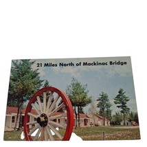 Postcard Wagon Wheel Motel Fibre Michigan Chrome Unposted - $6.92