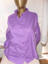 American Sweetheart 3/4 Sleeve Purple Button-Up Top Small - £6.22 GBP