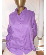 American Sweetheart 3/4 Sleeve Purple Button-Up Top Small - £6.22 GBP