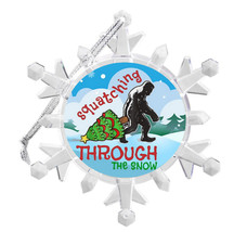 Bigfoot Sasquatch Yeti Squatching Snowflake Lit Holiday Christmas Tree O... - £13.00 GBP