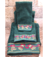 3 Pc Bath Towel Set Embroidered Christmas Holiday Bell JC Penney Home Co... - $40.70 CAD