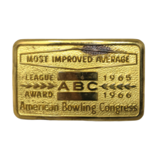 VTG ABC American Bowling Congress Most Improved Average Belt Buckle 1965... - £19.38 GBP