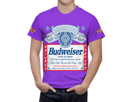 Budweiser Beer Violet T-Shirt, High Quality, Gift Beer Shirt - £25.72 GBP