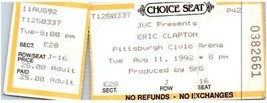 Eric Clapton Concert Ticket Stub August 11 1992 Pittsburgh Pennsylvanie - £31.05 GBP