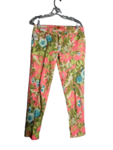 Bongo Cropped Skinny Ankle Jeans Juniors Size 9 Neon Pink Floral Print New - $19.79
