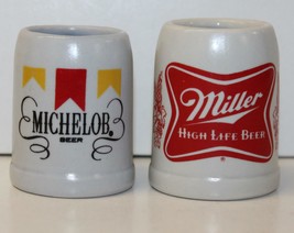 Set Of 2 Miniature Beer Steins - Michelob + Miller High Life - 2.25&quot;-2.5&quot; X 2&quot; - £7.81 GBP