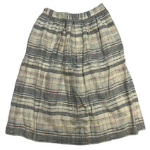 Vintage Diane Von Furstenberg Plaid Skirt Size 14 Wool Blend Beige Pleated Midi - £20.05 GBP