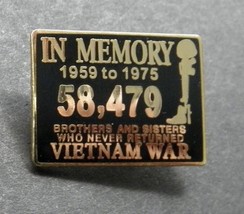 VIETNAM WAR IN MEMORY 1959 1975 VET VETERAN LAPEL HAT PIN BADGE 1 INCH - $5.74