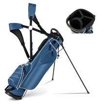 Golf Stand Cart Bag Club w/4 Way Divider Carry Organizer Pockets Storage Blue - £102.30 GBP