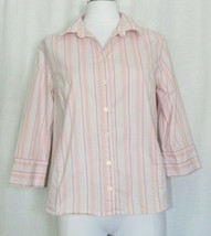 Liz Lange Maternity Pink Striped Button Down Blouse Shirt Size Medium Fo... - £10.59 GBP