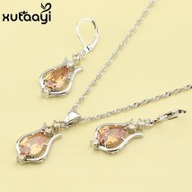 Fashion Silver color Color Necklace Pendant Drop Earrings Jewelry Sets For Women - £11.70 GBP