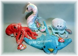  TY Beanie Babies WIGGLY~GOOCHY~NEON~SUNRAY~MWMTS  - $18.95