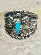 Phoenix ring size 5 turquoise band sterling silver band women boys girls - $136.62