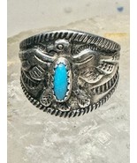 Phoenix ring size 5 turquoise band sterling silver band women boys girls - $136.62