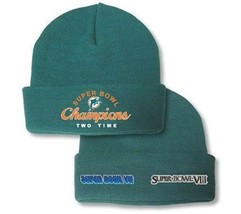 Miami Dolphins Two-Time Super Bowl Champions Rare Knit Cap Hat Ski Mens womens - £15.02 GBP