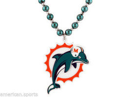 MIAMI DOLPHINS FOOTBALL Mardi-Gras MENS WOMENS Beads / Necklace with Pen... - £6.94 GBP