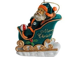 Miami Dolphins Football Christmas Ornament Santa In Sled New Cute - £13.42 GBP
