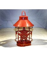 Country Red Tin Star Candle Jar Lamp - £13.57 GBP