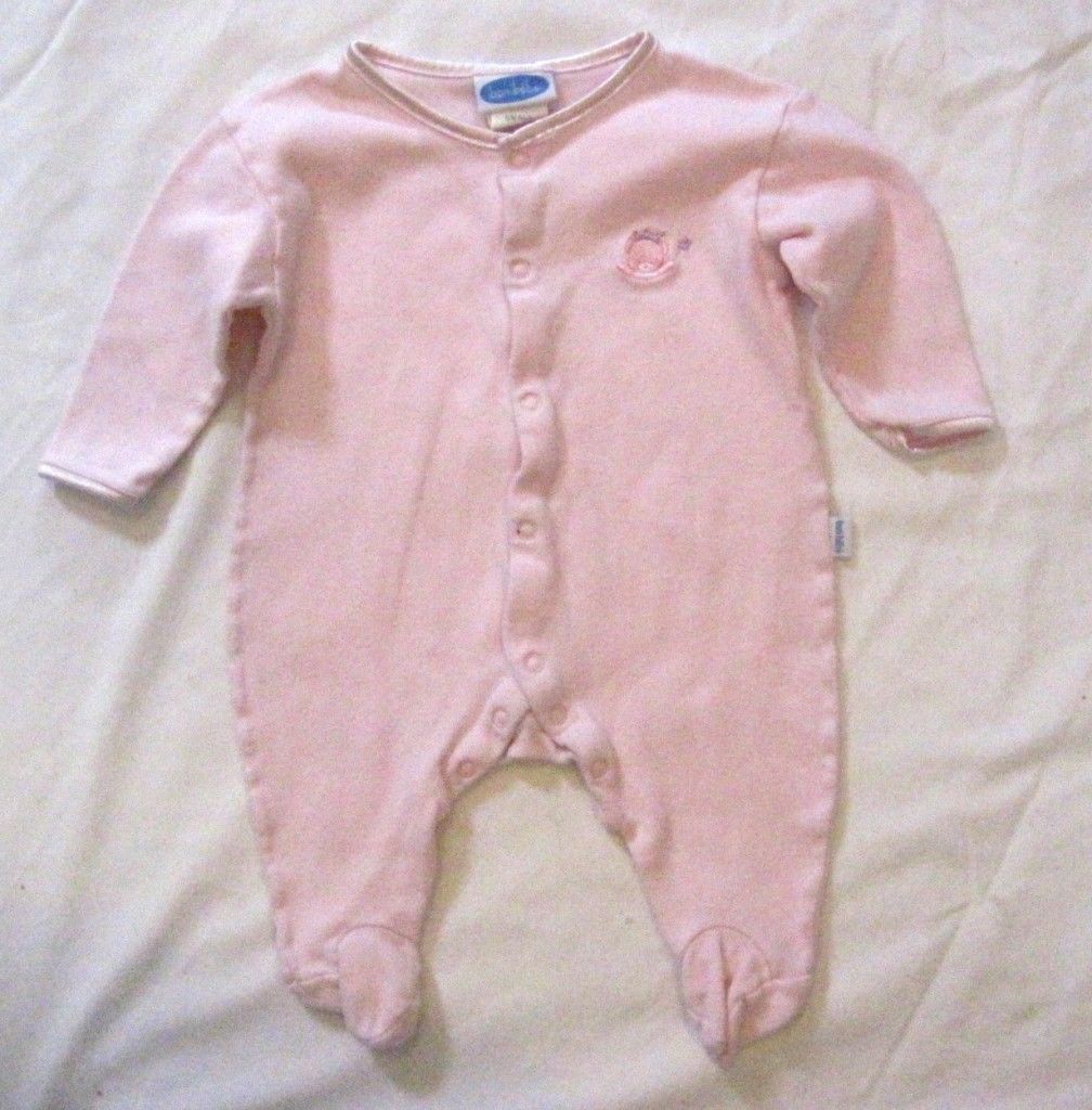 Bon Bebe Light Pink Footed Sleeper Baby Girl size 0-3 Months Snap Front Cotton - $5.77