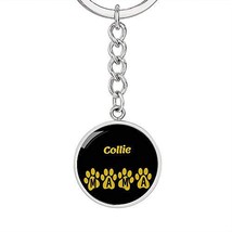 Dog Mom Gift Collie Mama Circle Keychain Stainless Steel or 18k Gold - £20.70 GBP