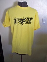 Fox Racing Mens Yellow Tee T Shirt W/ Black Break Out Fox Logo On Front New $25 - $17.99
