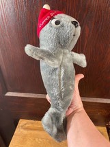 Vintage Tupperware Tupper Seal Plush Stuffed Animal Gray Soft Toy Red Hat No Tag - £13.11 GBP