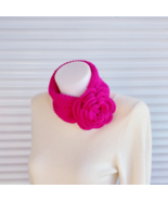  Crochet flower scarf, red knitted scarf keyhole scarf, crochet neck warmer - £39.91 GBP
