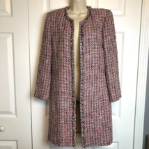 Vintage Bouclé Tweed Frayed Coco Jacket Pink Adult 4-Small Open Lined Po... - £27.99 GBP