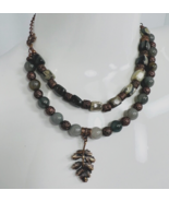 Smoky Quartz Schalenblende Gemstone Beads Double Copper Tone Necklace Pe... - £31.45 GBP