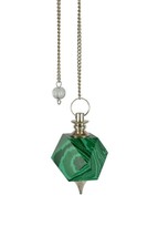 Bulk 5 Pcs Natural Green Malachite Hexagonal Shaped Gemstone Dowsing Pendulums - £39.77 GBP