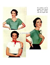 1950s Reversible Keyhole Neckline Blouse, Ribbon - Knit pattern (PDF 2426) - $3.75