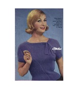 1950s Fitted Sweater or Jumper Blouse with Neck Tie - Knit pattern (PDF ... - £2.93 GBP