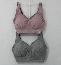 PUMA Performance Sports Bra 2 Pack SZ S Heather Purple Grey Seamless Convrt NWOP - £10.45 GBP