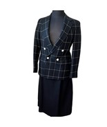Vintage 80s Black Squares Blazer Midi Skirt Suit Van Julian sz 6 Double ... - $72.63