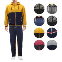 Men&#39;s Athletic Sport Casual Running Jogging Gym Two Tone Sweat Tracksuit... - £41.95 GBP