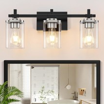 3-Lights Black And Nickel Bathroom Light Fixtures, Modern Vanity Light With - $56.99