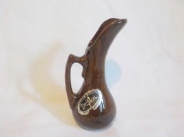 Vintage Miniature Dryden Pottery Brown Pitcher Ewer w/ Original Sticker 4&quot; tall - £9.25 GBP