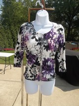 Nwot White House Black Market Gorgeous Purple Floral Sweater S - $29.99