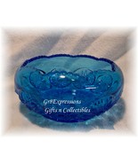    ~VINTAGE BLUE GLASS DIAMOND CUT ROUND CANDY DISH BOWL~  - $11.95