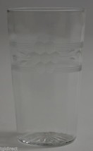 Clear Juice Glass Etched Band &amp; Floral Pattern 3.625&quot; Tall Vintage Collectible - £7.78 GBP