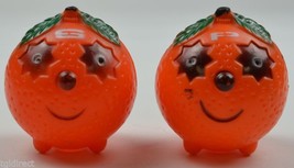 Vintage Plastic Smiling Oranges Salt &amp; Pepper Shakers 2.75&quot; Tall Collect... - $8.79