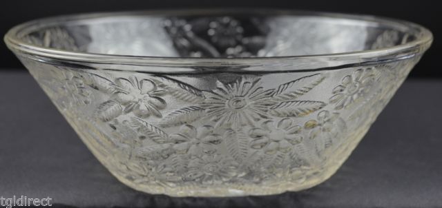Primary image for Vintage Indiana Glass Pineapple Floral Clear Pattern Salad Bowl 7.5" Wide Decor