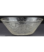 Vintage Indiana Glass Pineapple Floral Clear Pattern Salad Bowl 7.5&quot; Wid... - £14.72 GBP