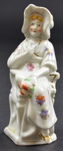 Woman Wearing A White Bonnet Sitting In Chair Ceramic Figurine 5&quot; Tall D... - $8.79