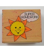 Wood Mounted Rubber Stamp By Hero Arts &quot;Super Homework&quot; Collectible Arts... - £6.14 GBP